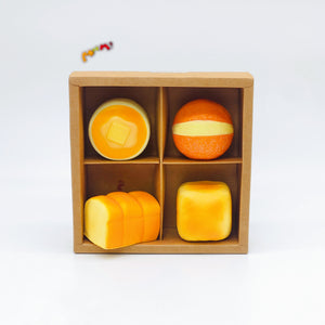 4-grid Mini Bread Squishy Set | Bakery Themed Slow Rising Stress - soft slow rise fidget toy front view