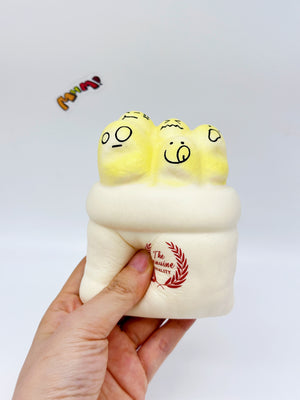 Cute Multi-Face Baguette Bread Stress Relief Squishy - slow rise fidget toy texture close up