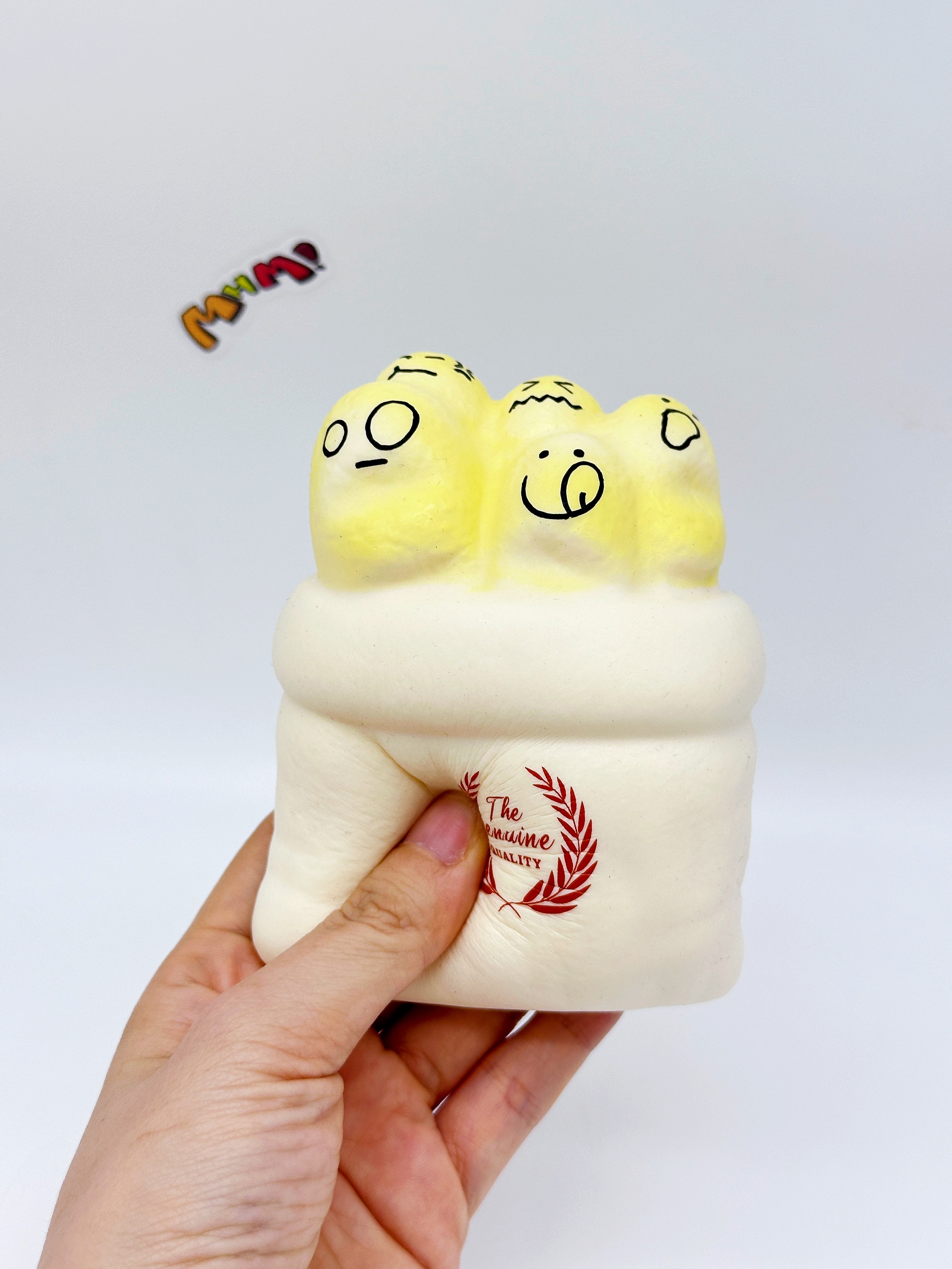 Cute Multi-Face Baguette Bread Stress Relief Squishy - slow rise fidget toy texture close up