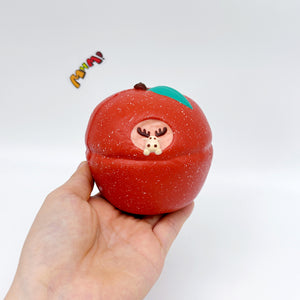 Slow Rise Apple Squishy with Cute Deer Squeeze Away Stress - soft slow rise fidget toy front view