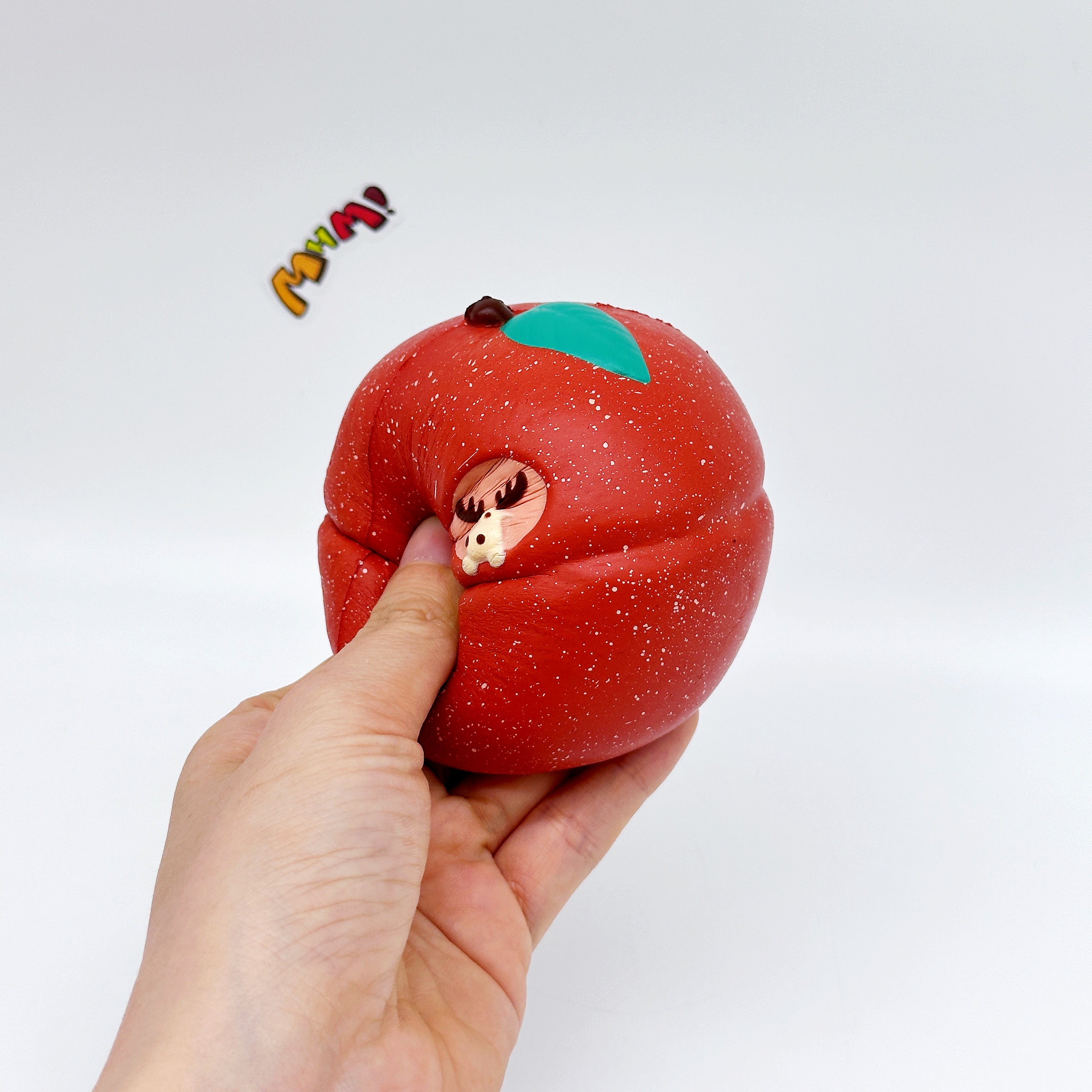 Slow Rise Apple Squishy with Cute Deer Squeeze Away Stress - kawaii squishy toy close up