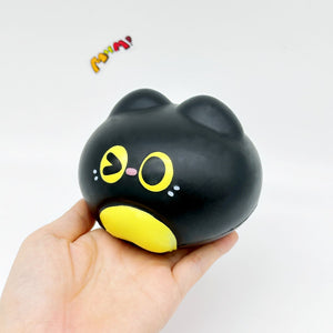 Slow Rise Black Cat Lava Bun Squishy Squeeze Away Stress! - kawaii squishy toy close up