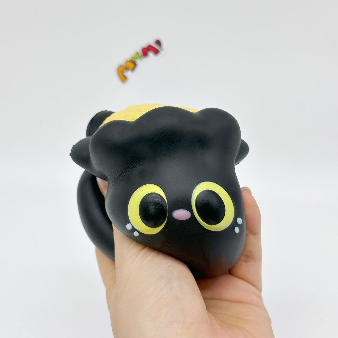 Kawaii Black Cat Siu Mai Slow Rise Squishy Toy - slow rise fidget toy texture close up