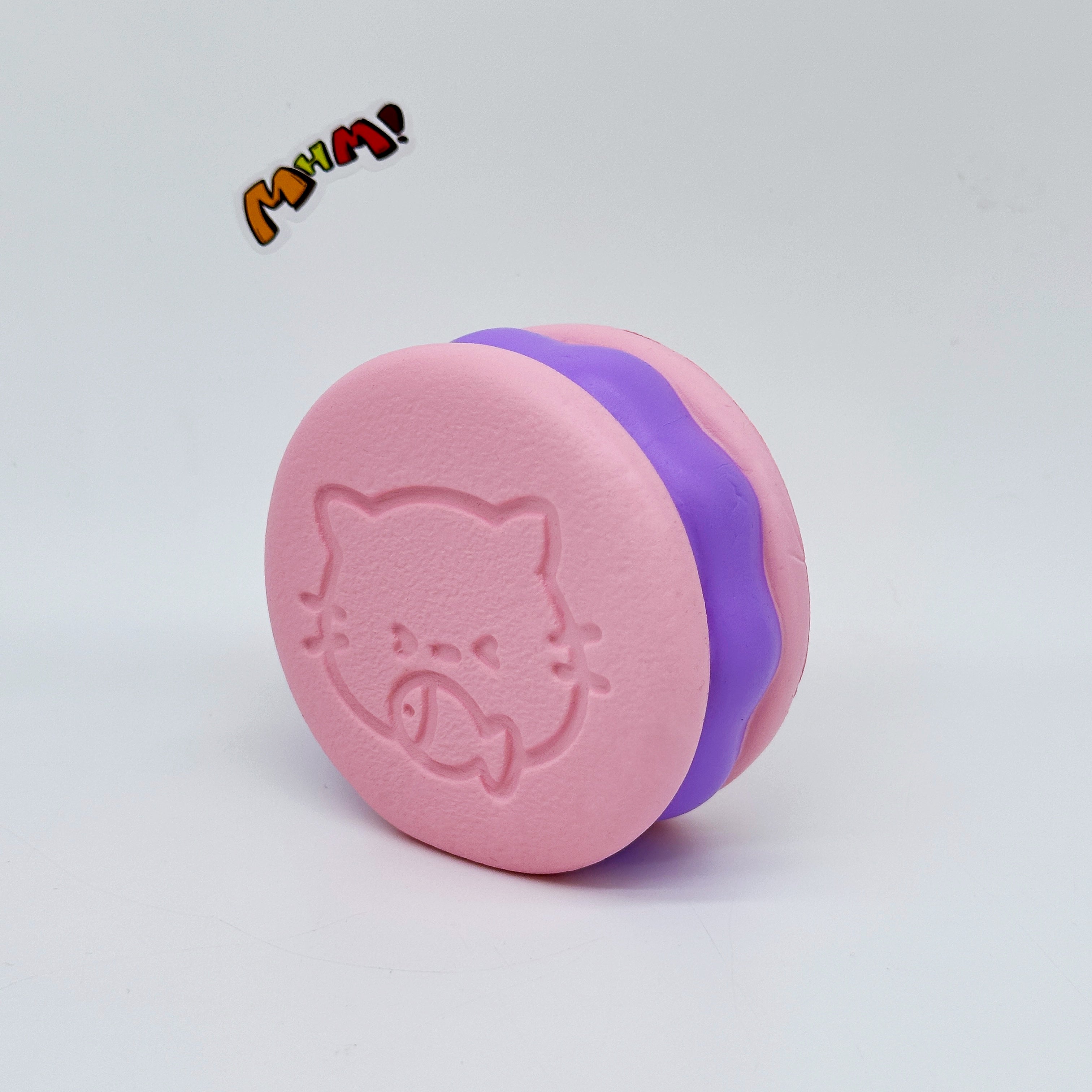 Kawaii Strawberry Cookie Squishy with Kitty Emboss: Ultra Soft &  - kawaii squishy toy close up