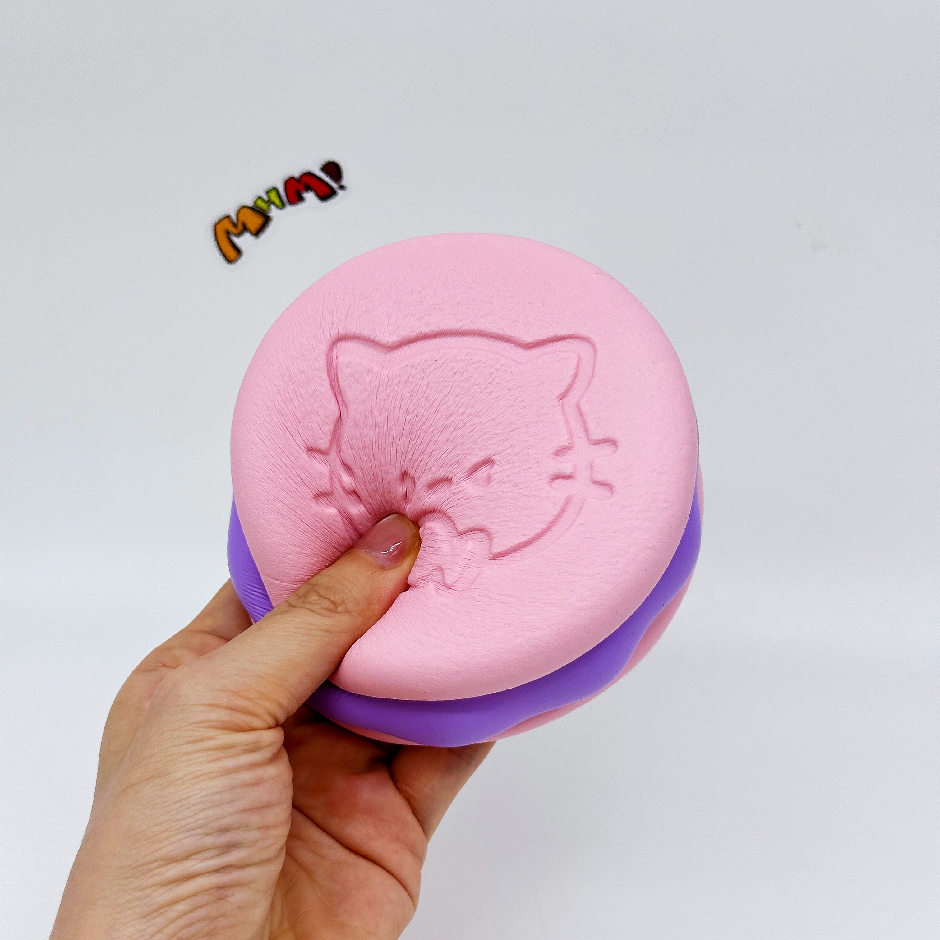 Kawaii Strawberry Cookie Squishy with Kitty Emboss: Ultra Soft &  - soft foam stress relief squeeze toy