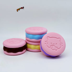 Kawaii Strawberry Cookie Squishy with Kitty Emboss: Ultra Soft &  - slow rising squishy toy product photo