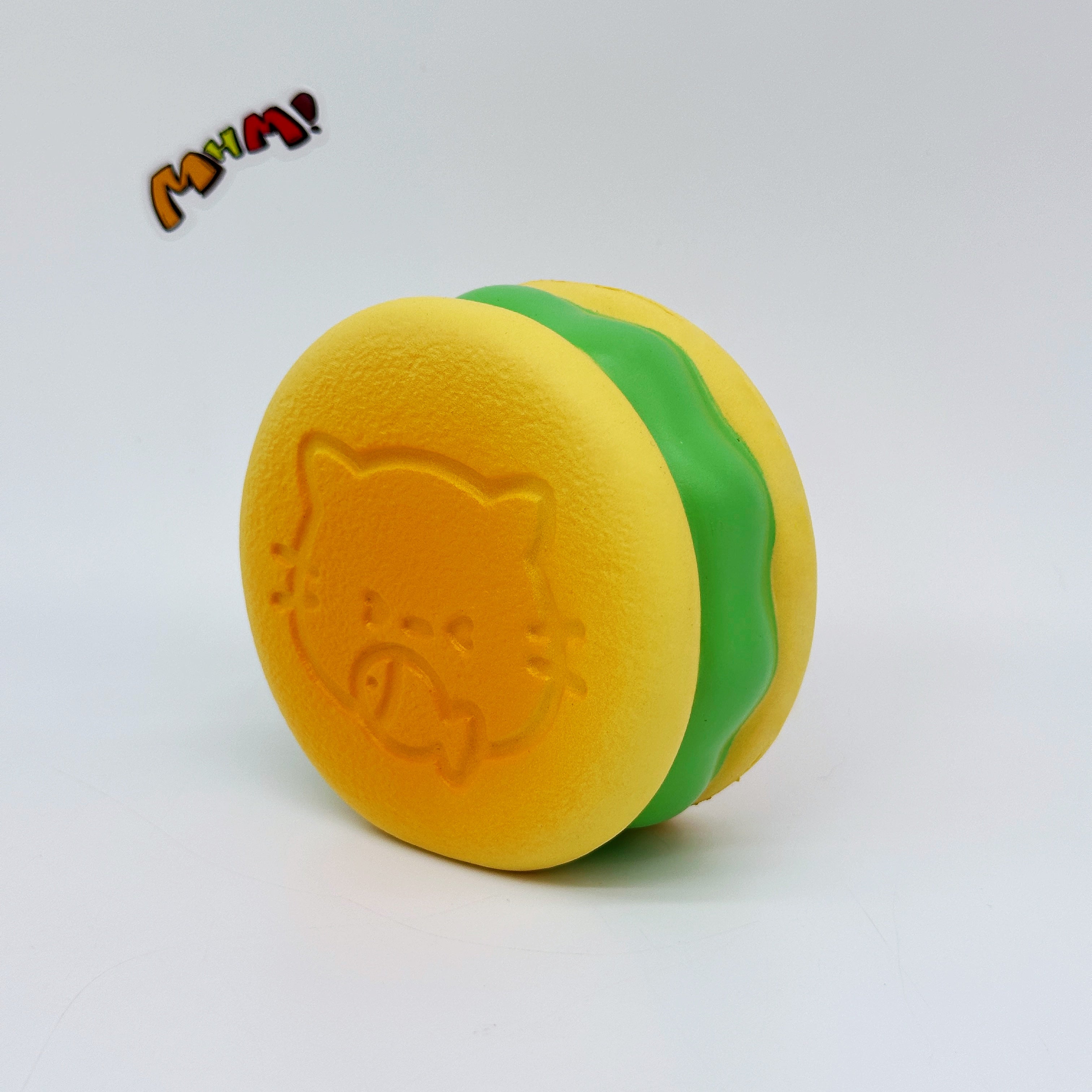 Kawaii Original Flavor Cookie Squishy with Kitty Emboss: Ultra So - slow rising squeeze toy side angle view