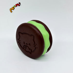 Kawaii Chocolate Cookie Squishy with Kitty Emboss: Ultra Soft & S - kawaii squishy toy close up