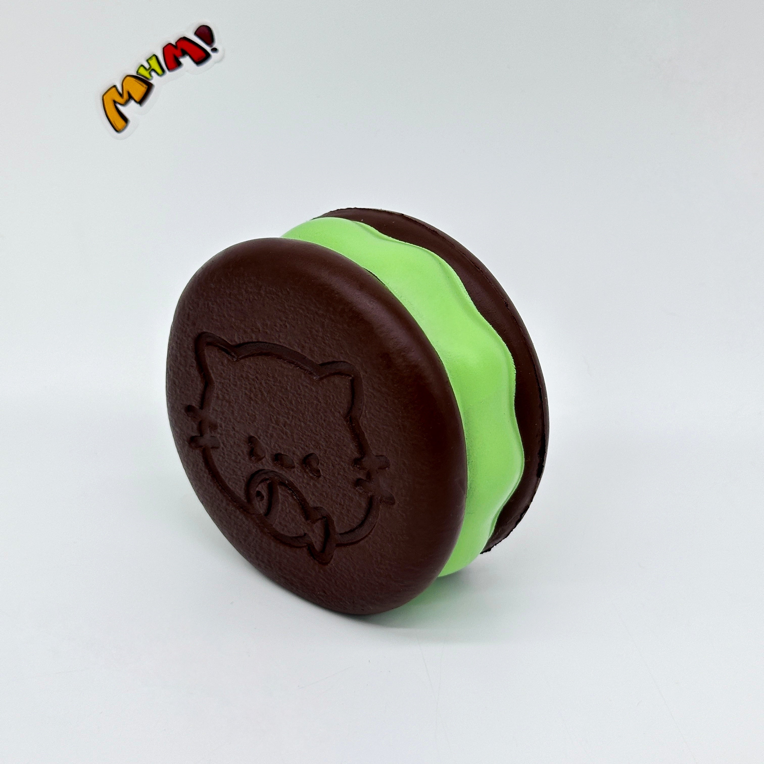 Kawaii Chocolate Cookie Squishy with Kitty Emboss: Ultra Soft & S - kawaii squishy toy close up