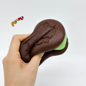 Kawaii Chocolate Cookie Squishy with Kitty Emboss: Ultra Soft & S - slow rise toy hand squeeze demo