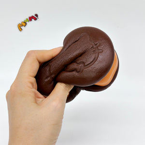 Kawaii Chocolate Cookie Squishy with Kitty Emboss: Ultra Soft & S - soft foam stress relief squeeze toy