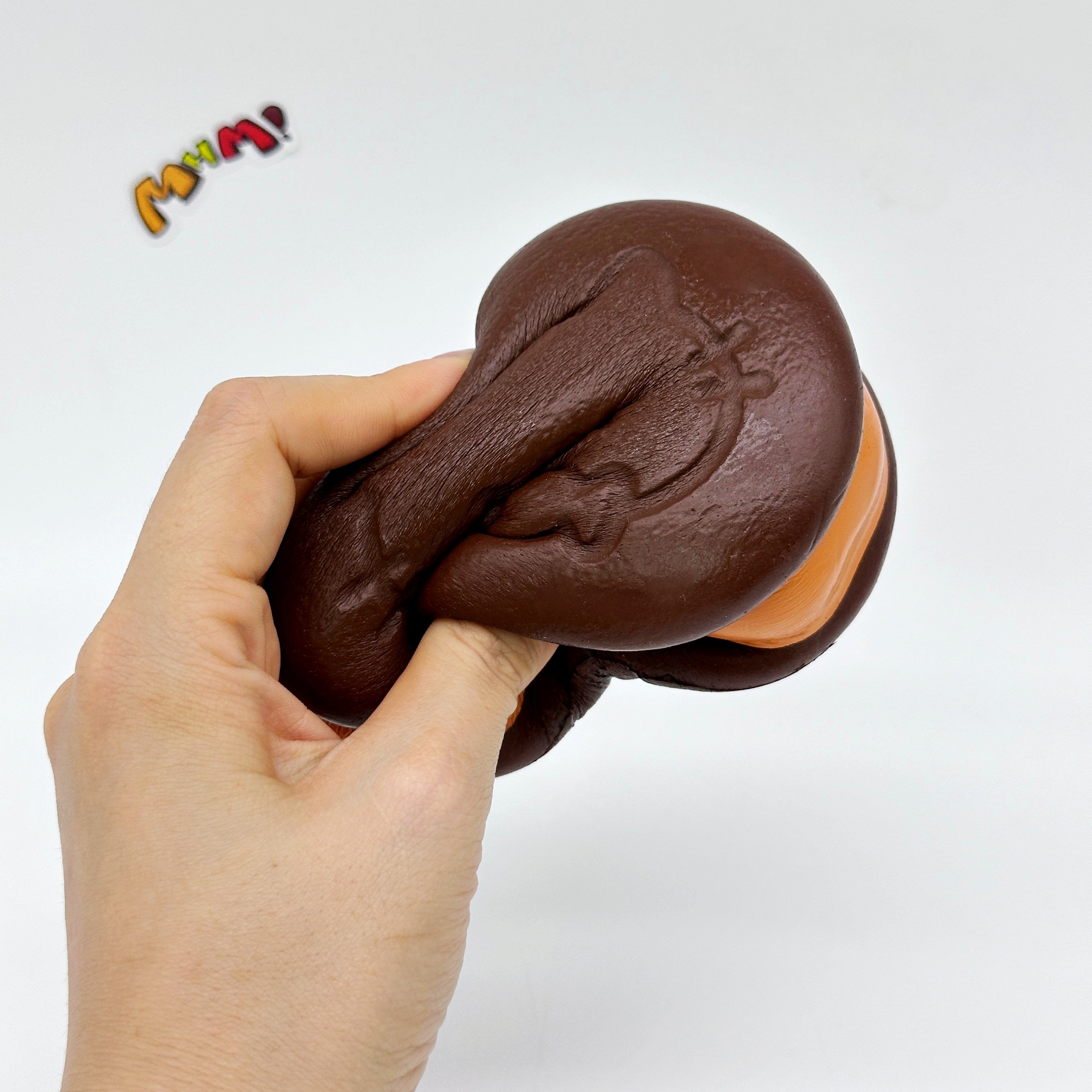 Kawaii Chocolate Cookie Squishy with Kitty Emboss: Ultra Soft & S - soft foam stress relief squeeze toy