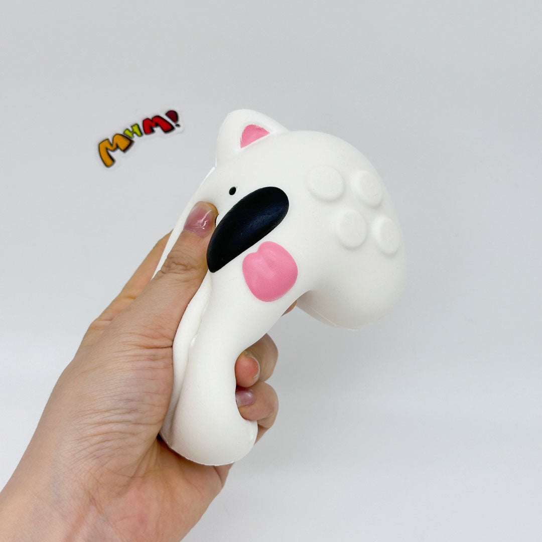 Kawaii Dog Squishy: Tofu Dog -- Controller -- Headphone Case! - kawaii stress relief squishy angle