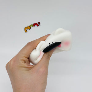 Kawaii Dog Squishy: Tofu Dog -- Controller -- Headphone Case! - slow rising toy top view