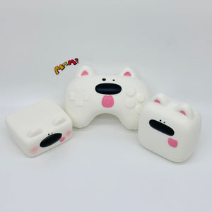 Kawaii Dog Squishy: Tofu Dog -- Controller -- Headphone Case! - slow rising squishy toy product photo