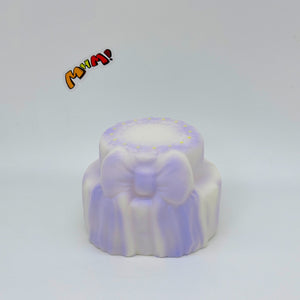 Cute Two-Tier Cake Stress Relief Squishy with Bow - soft slow rise fidget toy front view