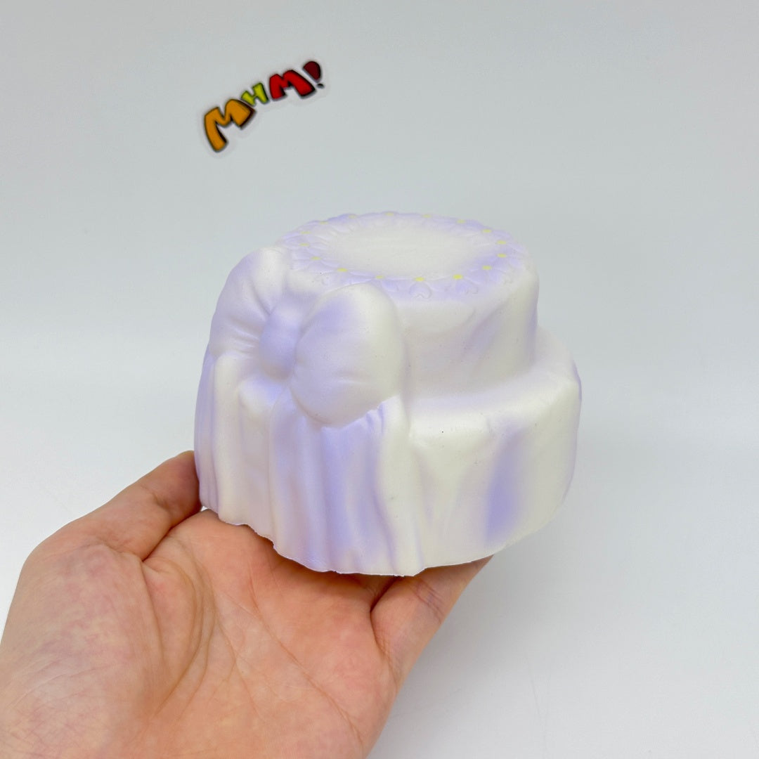 Cute Two-Tier Cake Stress Relief Squishy with Bow - kawaii squishy toy collection photo
