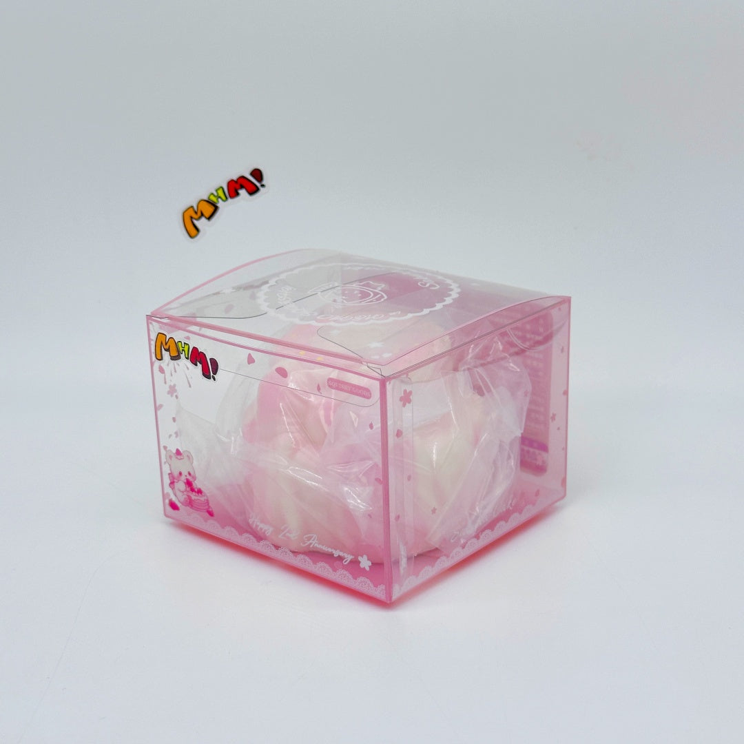 Cute Two-Tier Cake Stress Relief Squishy with Bow - cute squishy gift toy display