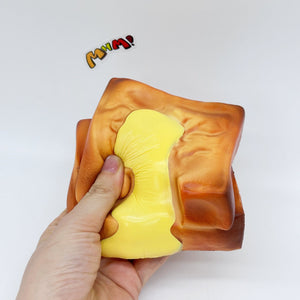 Cute Condensed Milk Bao Toast Stress Relief Squishy - slow rising squeeze toy side angle view