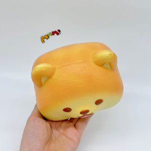 Ultra-Soft Shiba Toast Squishy Slow Rise & Irresistibly Cute! - squishy toy size reference with hand