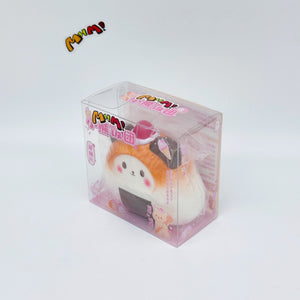Handheld Bear Onigiri Squishy with Cute Face & Flavor Details - cute squishy toy packaging display