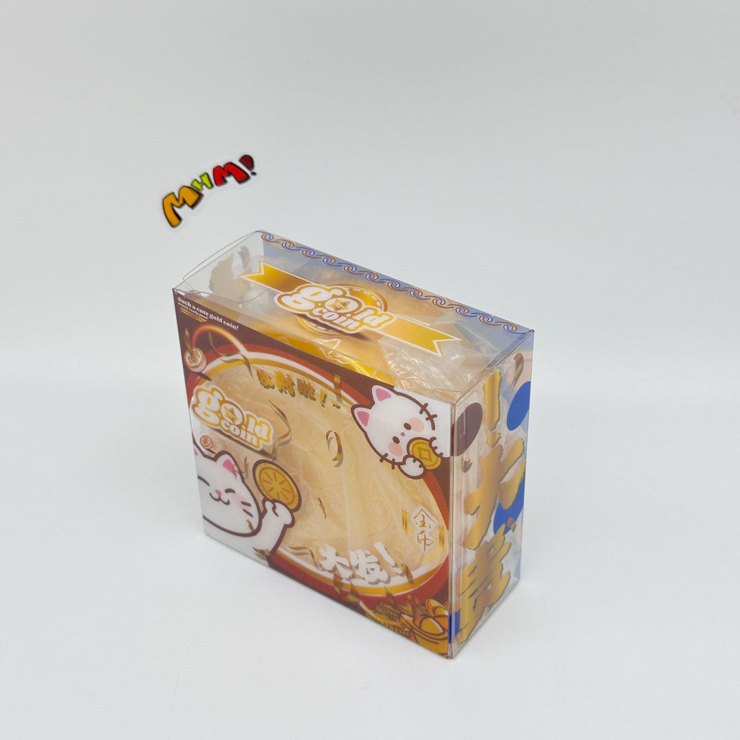 Kawaii Lucky Cat Gold Coin Squishy: Bring Home the Good Luck - cute squishy toy packaging display
