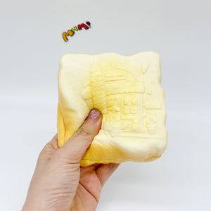 Slow Rise Cute Embossed Toast Squishy Squeeze Away Stress - squishy toy size reference with hand