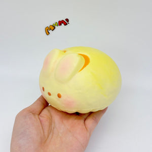 Slow Rise Cute Rabbit Suzhou Pastry Squishy Squeeze Away Stress! - slow rising squeeze toy side angle view