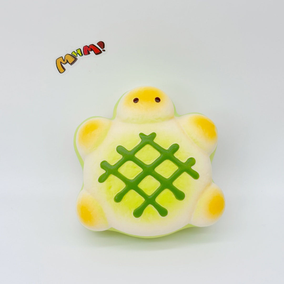 Slow Rise Cute Turtle Cookie Squishy Squeeze Away Stress! - slow rising squeeze toy side angle view