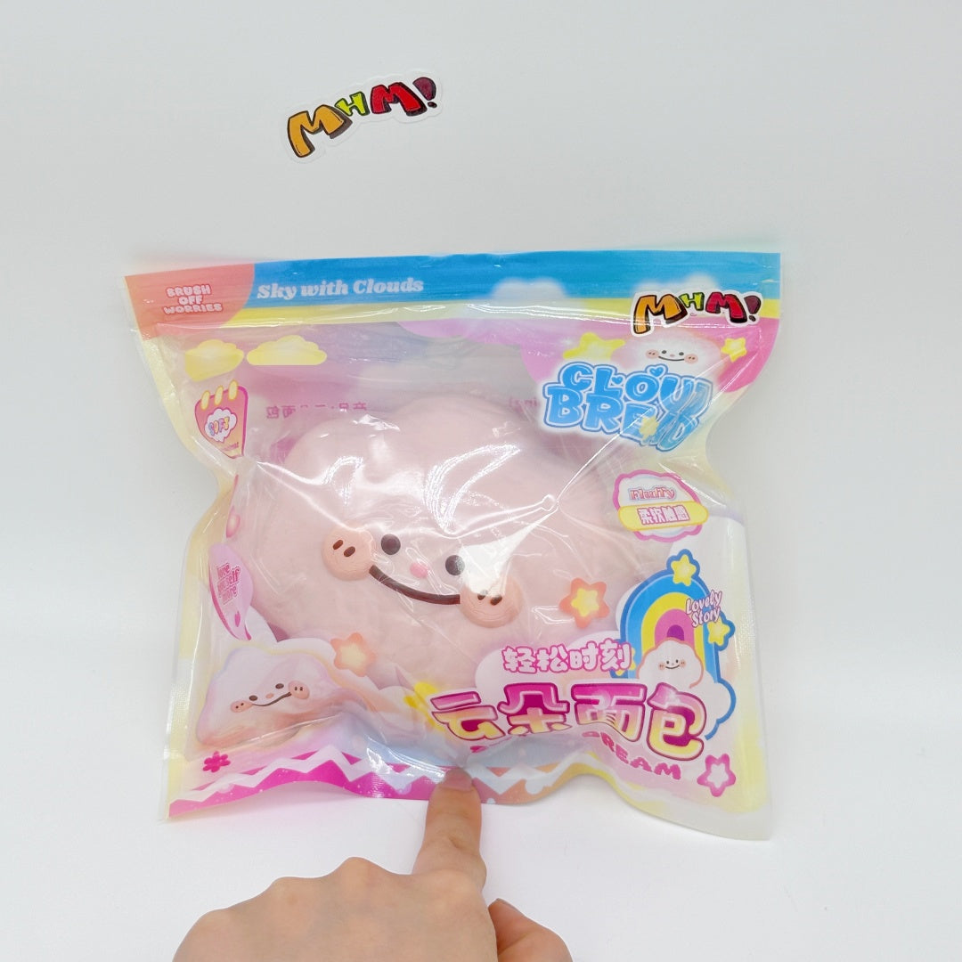 Slow Rise Cute Cloud Bread Squeeze Away Stress with a Smile! - cute squishy toy packaging display
