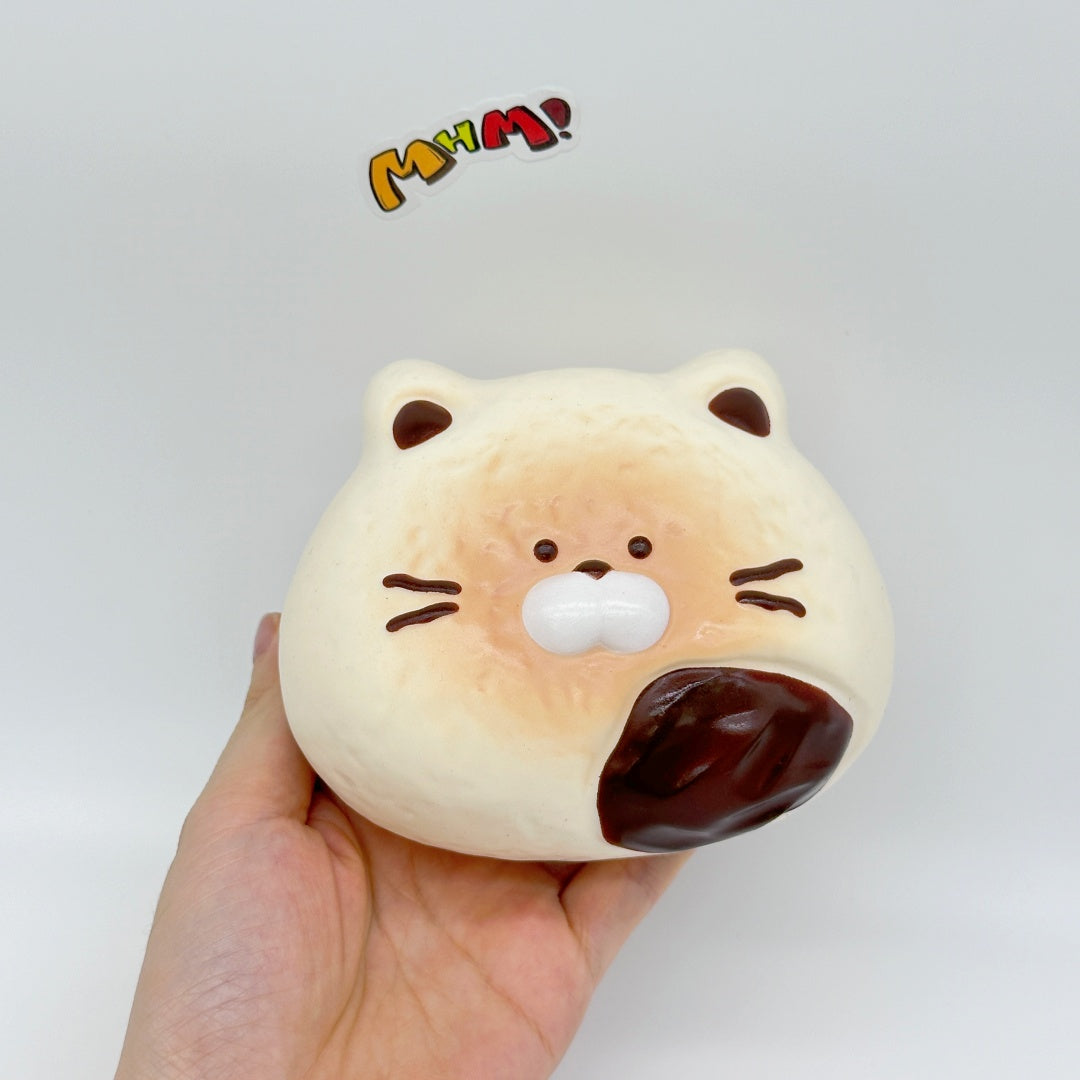 Ultra-Soft Cat Mochi Squishy Slow Rise & Irresistibly Cute - slow rising squeeze toy side angle view
