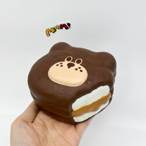Ultra-Soft Chocolate Bear Pie Slow Rise & Irresistibly Decadent - slow rising squeeze toy side angle view