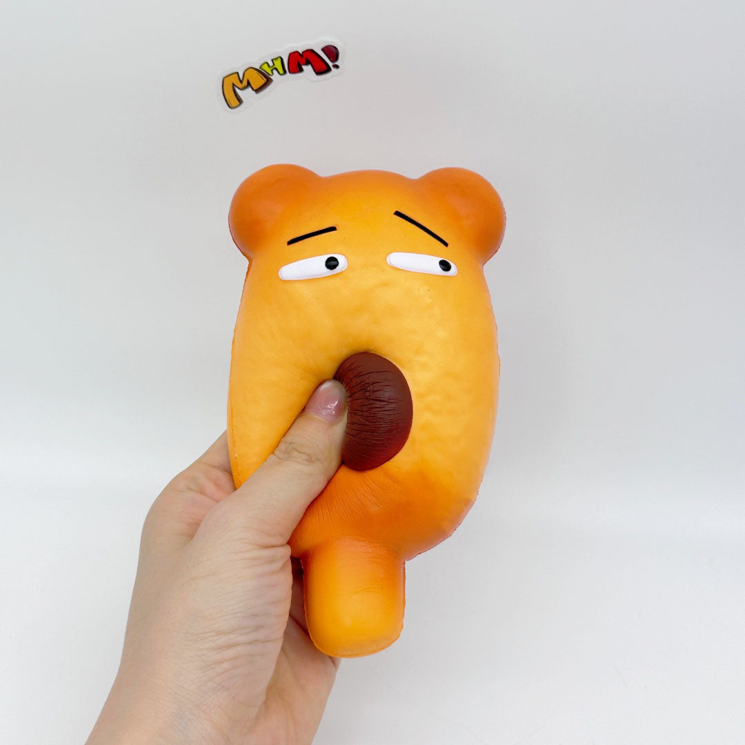 Slow Rise Cute Lazy Dog Hot Dog Squeeze Away Stress - slow rise fidget toy texture close up