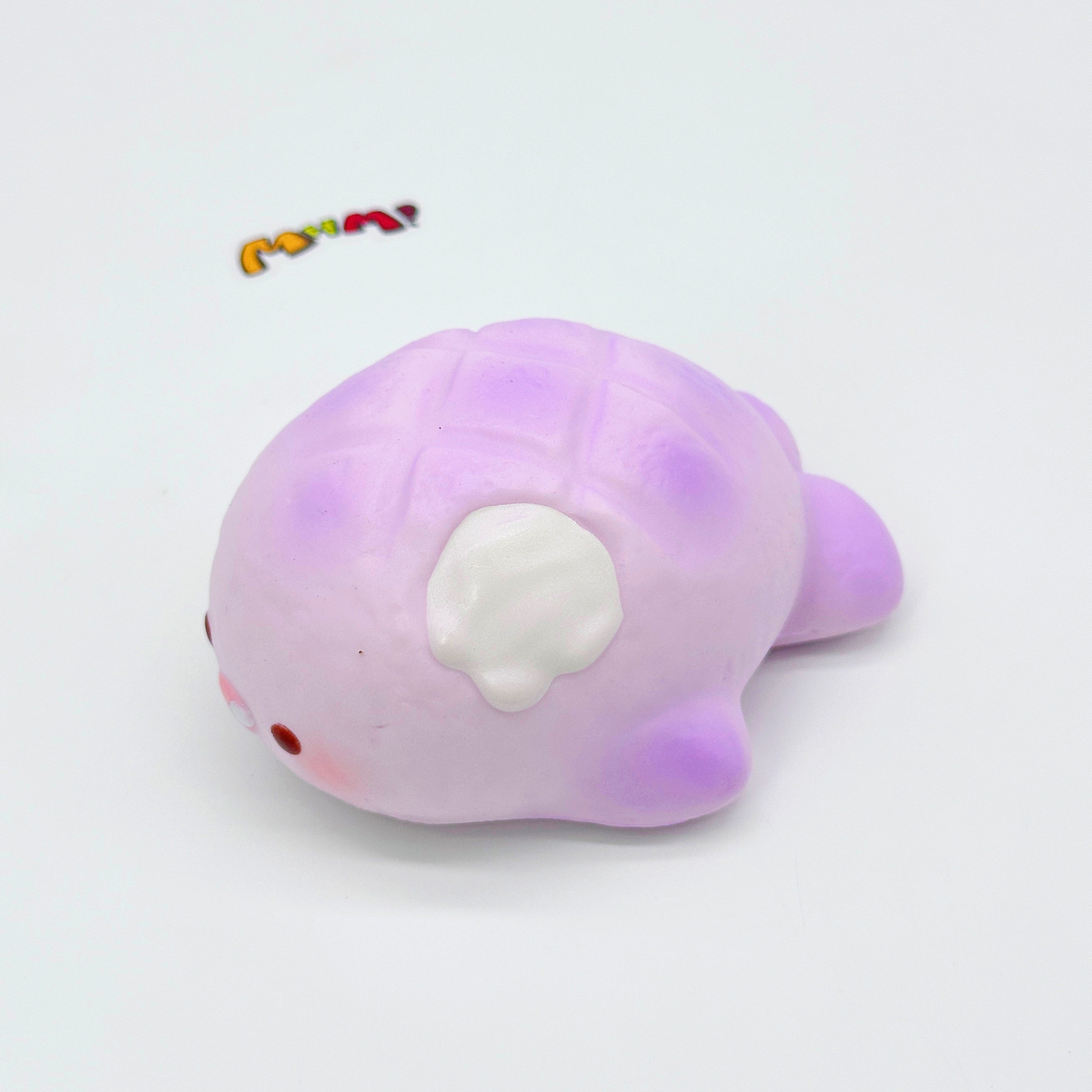 Adorable purple shark pineapple bun squishy toy side view slow rising