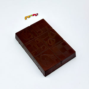 Handheld Chocolate Bar Squishy with Cute Bear & Character Emboss - soft slow rise fidget toy front view