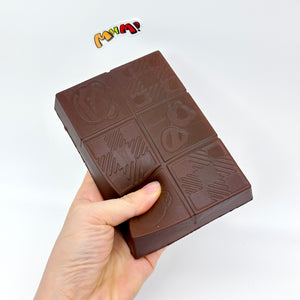 Handheld Chocolate Bar Squishy with Cute Bear & Character Emboss - kawaii squishy toy close up