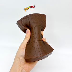 Handheld Chocolate Bar Squishy with Cute Bear & Character Emboss - slow rise fidget toy texture close up