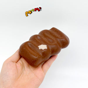 Slow Rise Chocolate Fried Dough Squishy - slow rise fidget toy texture close up