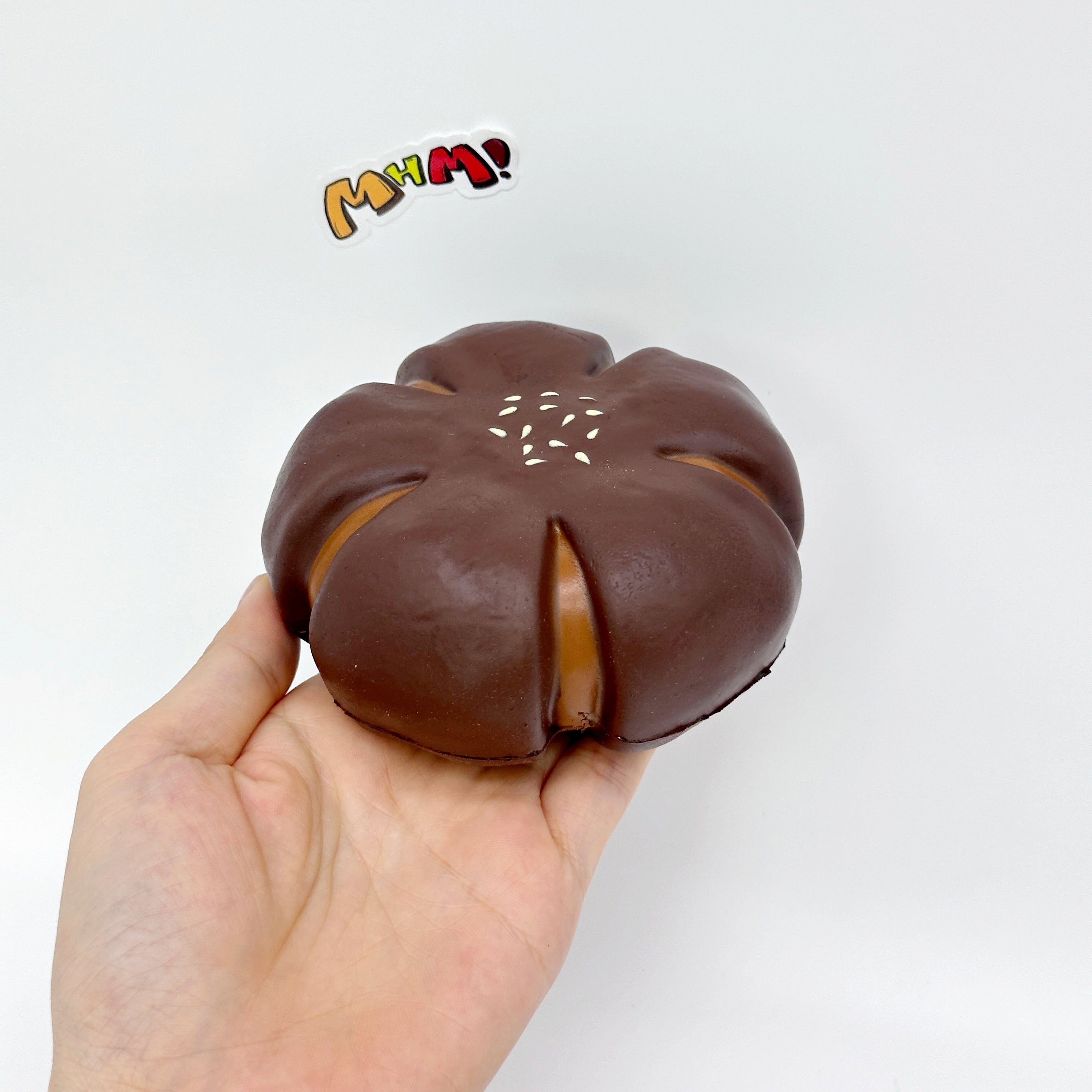 Cute Flower-Shaped Chestnut Pastry Stress Relief Squishy - slow rising squeeze toy side angle view