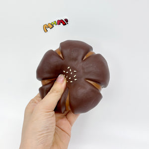 Cute Flower-Shaped Chestnut Pastry Stress Relief Squishy - slow rise fidget toy texture close up