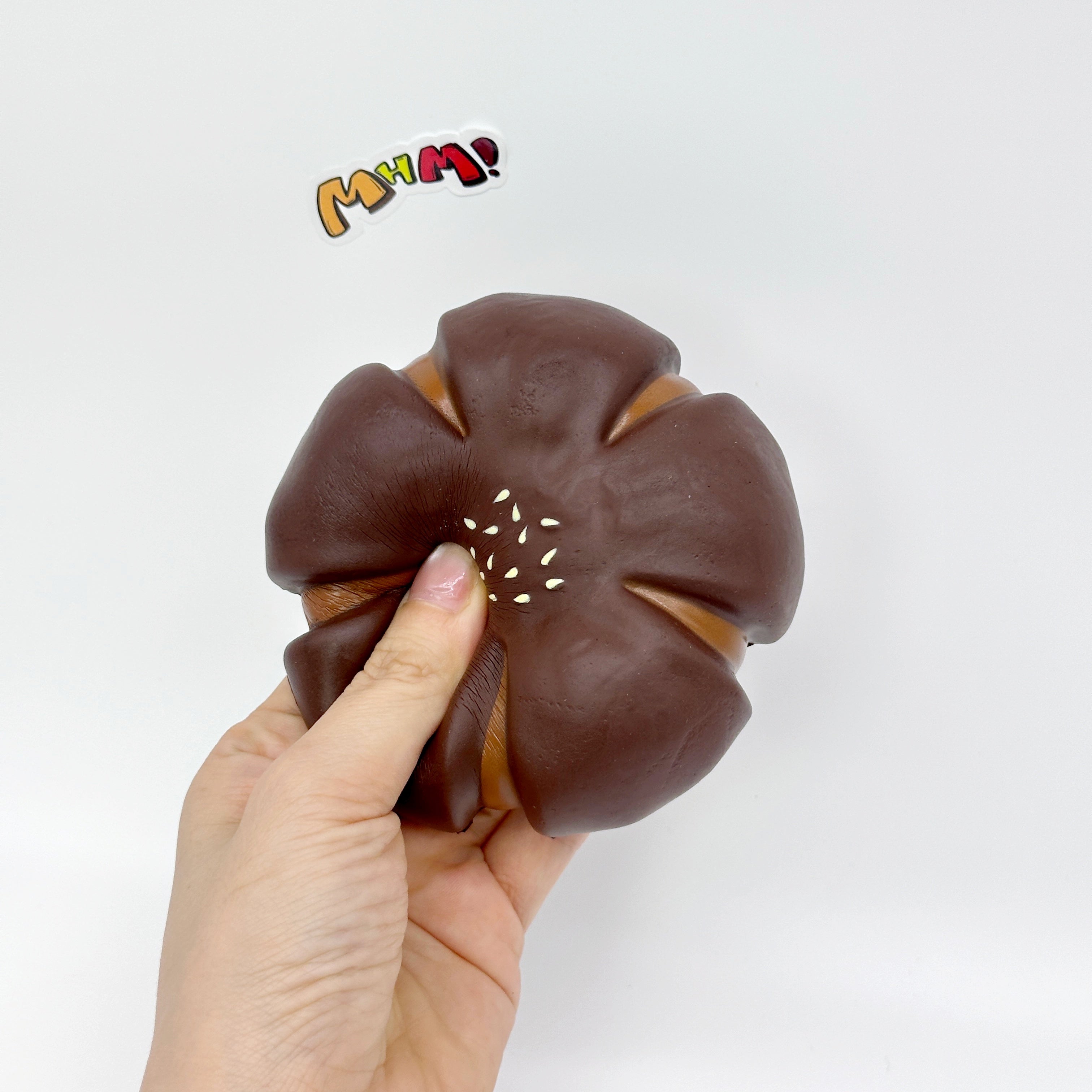 Cute Flower-Shaped Chestnut Pastry Stress Relief Squishy - slow rise fidget toy texture close up