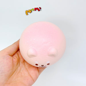 Pink Shiba Inu Steamed Bun Squishy Toy - slow rising squeeze toy side angle view