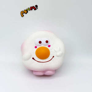 Kawaii Smiley Fried Egg Squishy - squishy stress relief toy detail shot