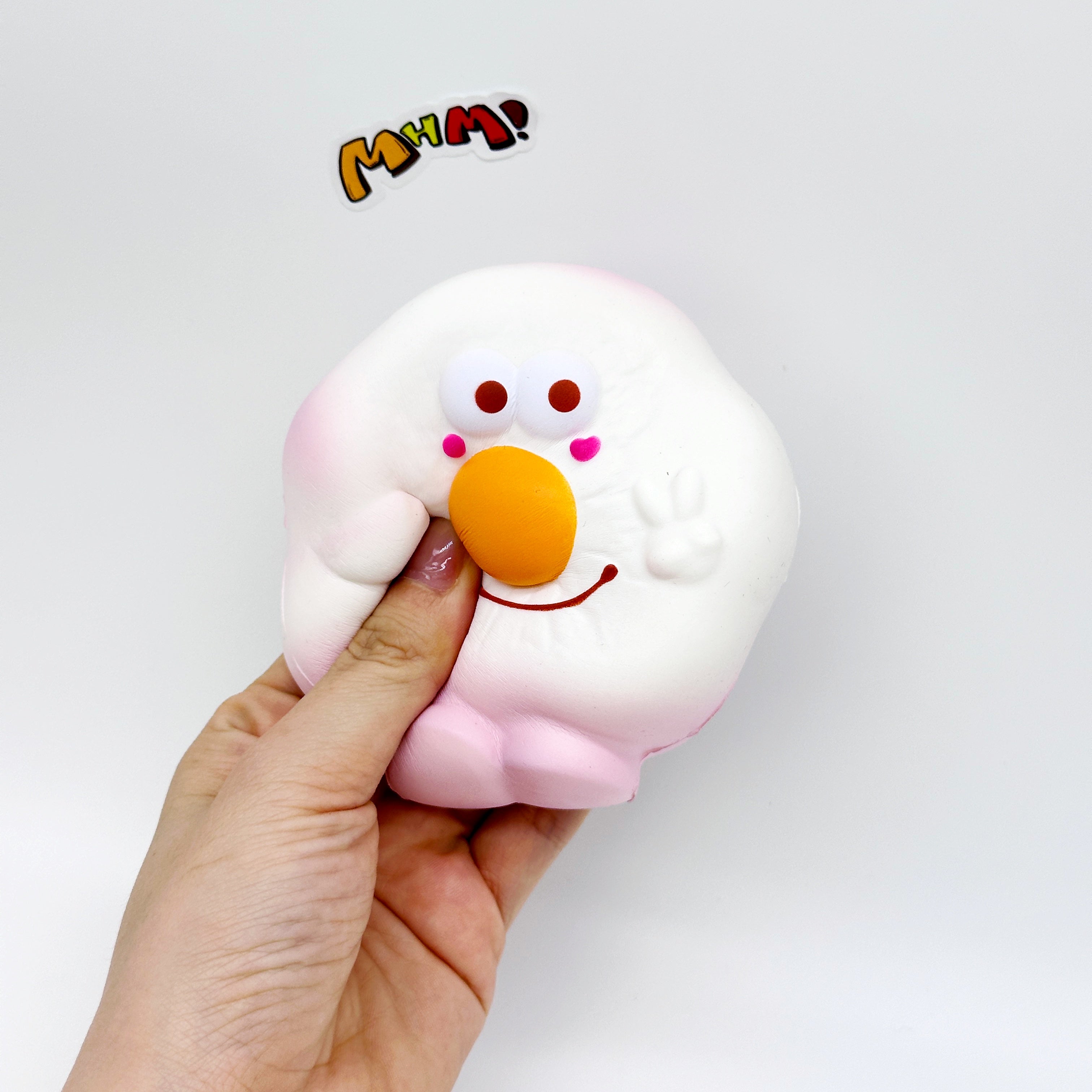 Kawaii Smiley Fried Egg Squishy - soft foam stress relief squeeze toy