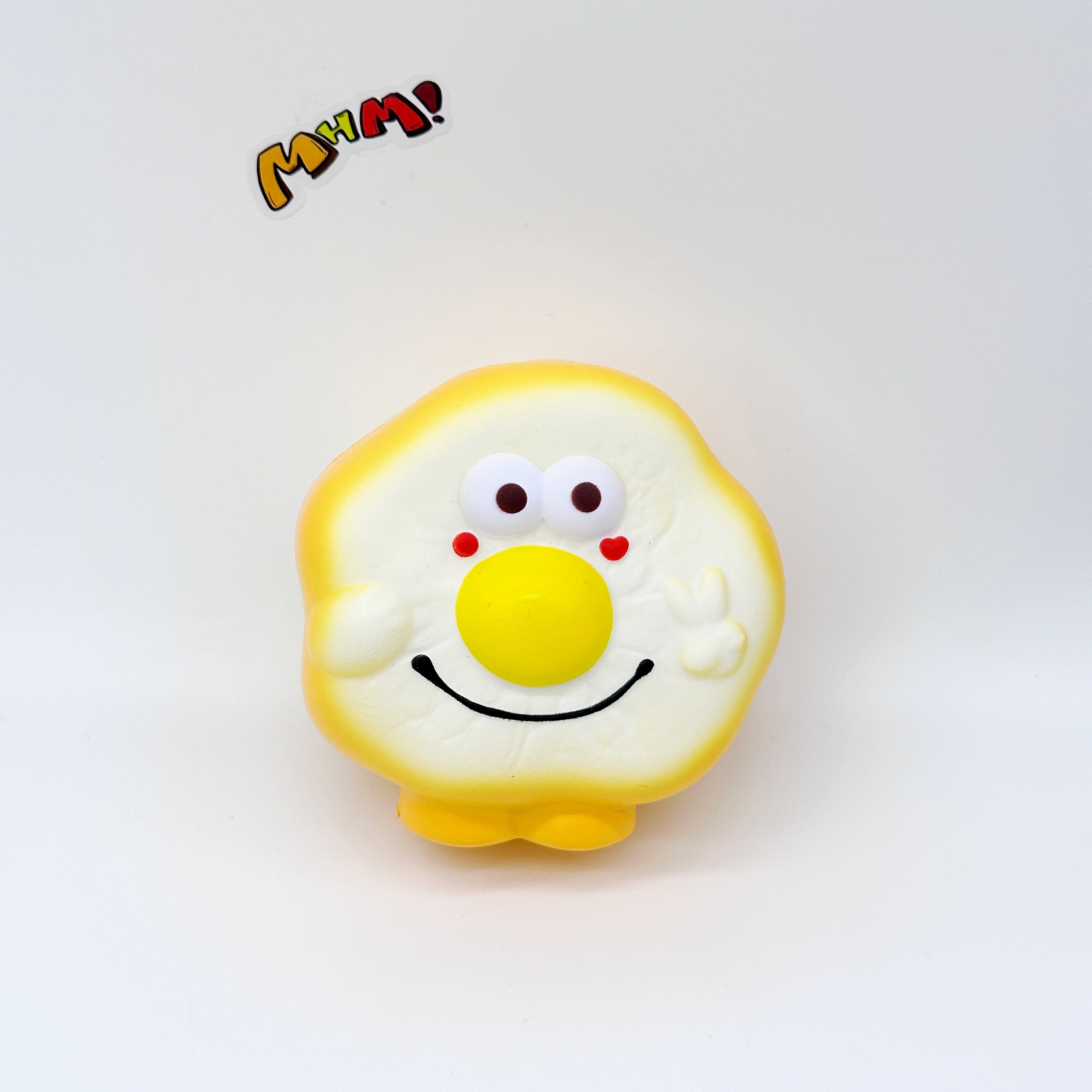 Kawaii Smiley Fried Egg Squishy - kawaii squishy toy close up
