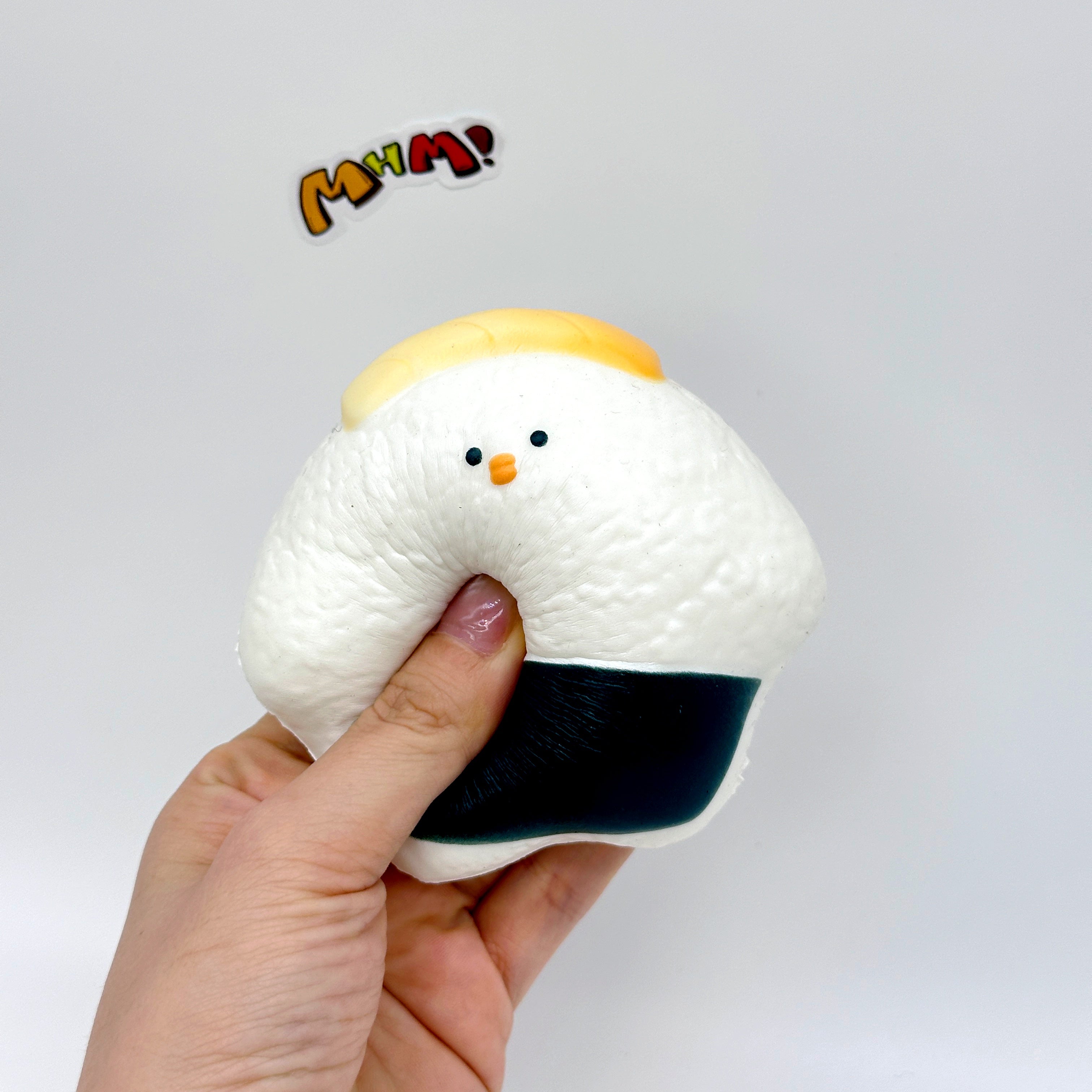 Slow recovery fish roe, salmon and chicken sushi Squishy - cute squishy toy packaging display