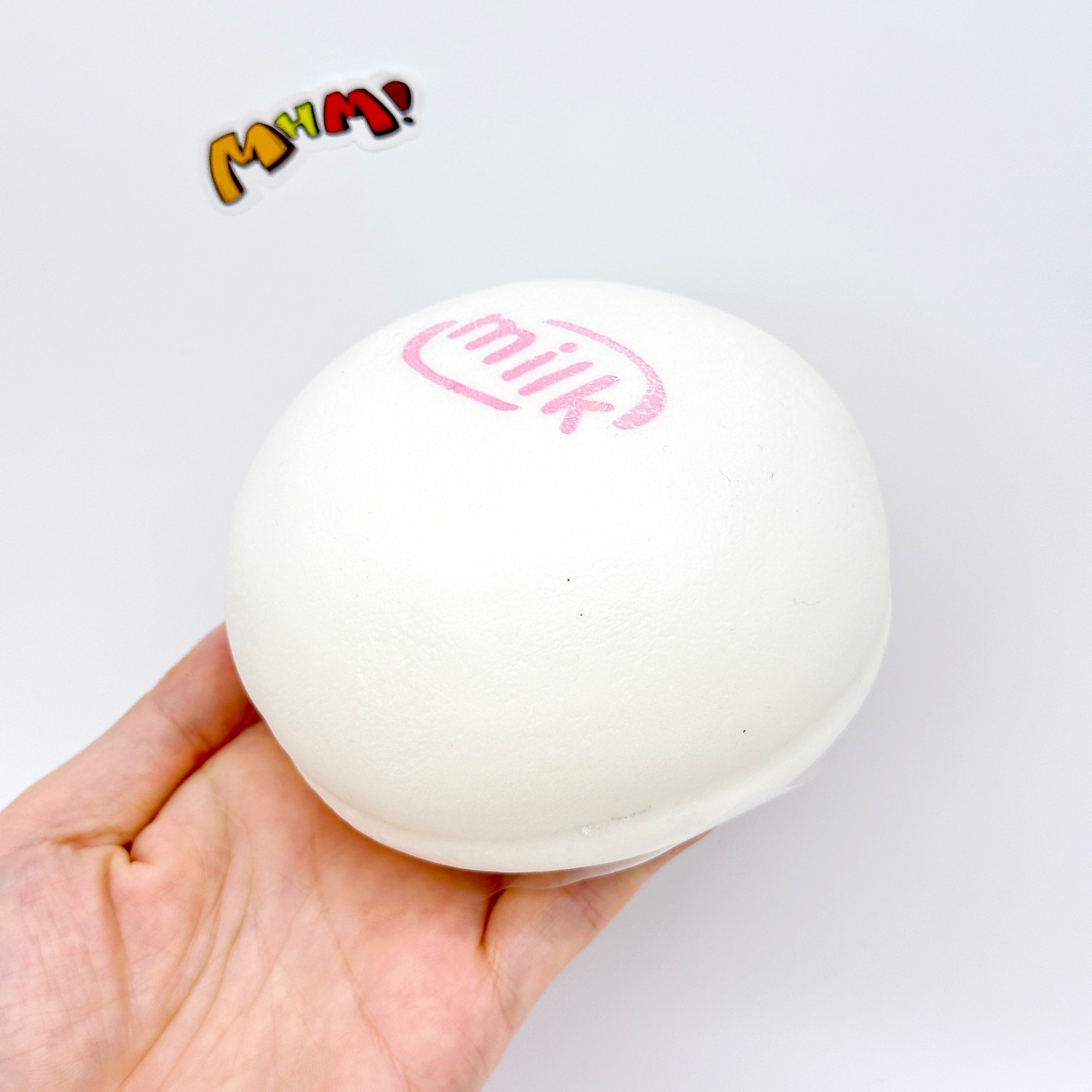Cute Lychee Flavor Steamed Bun Stress Relief Toy - slow rising squeeze toy side angle view