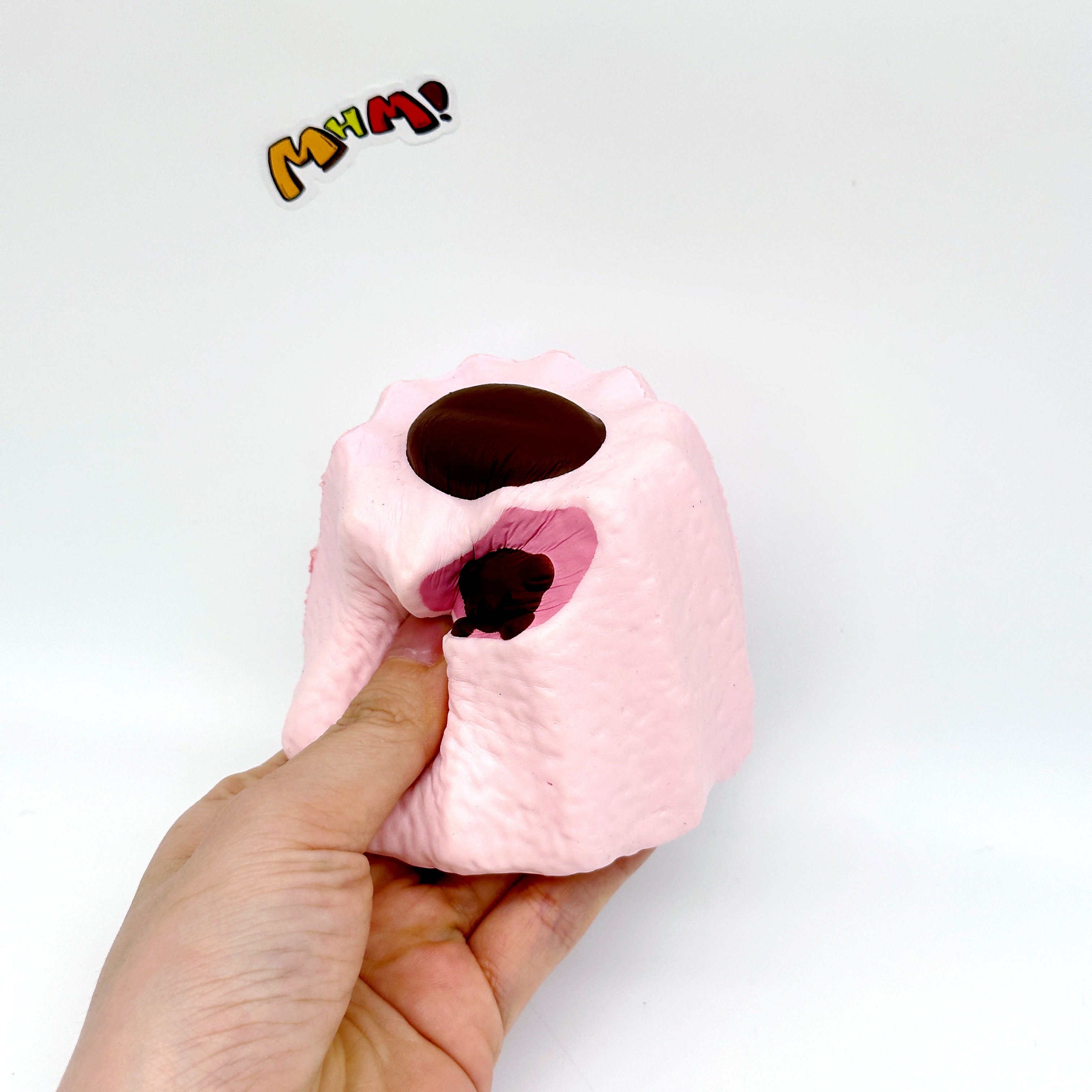Kawaii Peeking Bear Pudding Squishy - slow rise fidget toy texture close up