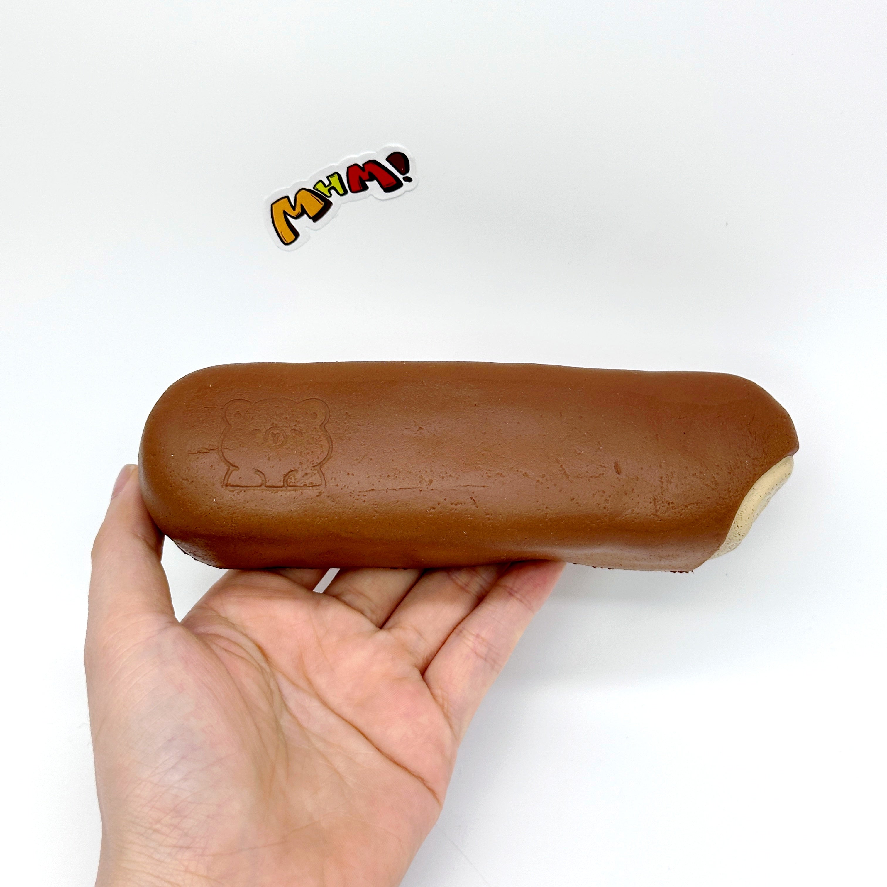 Slow Rise Bear Chocolate Stick Squishy - slow rising squeeze toy side angle view
