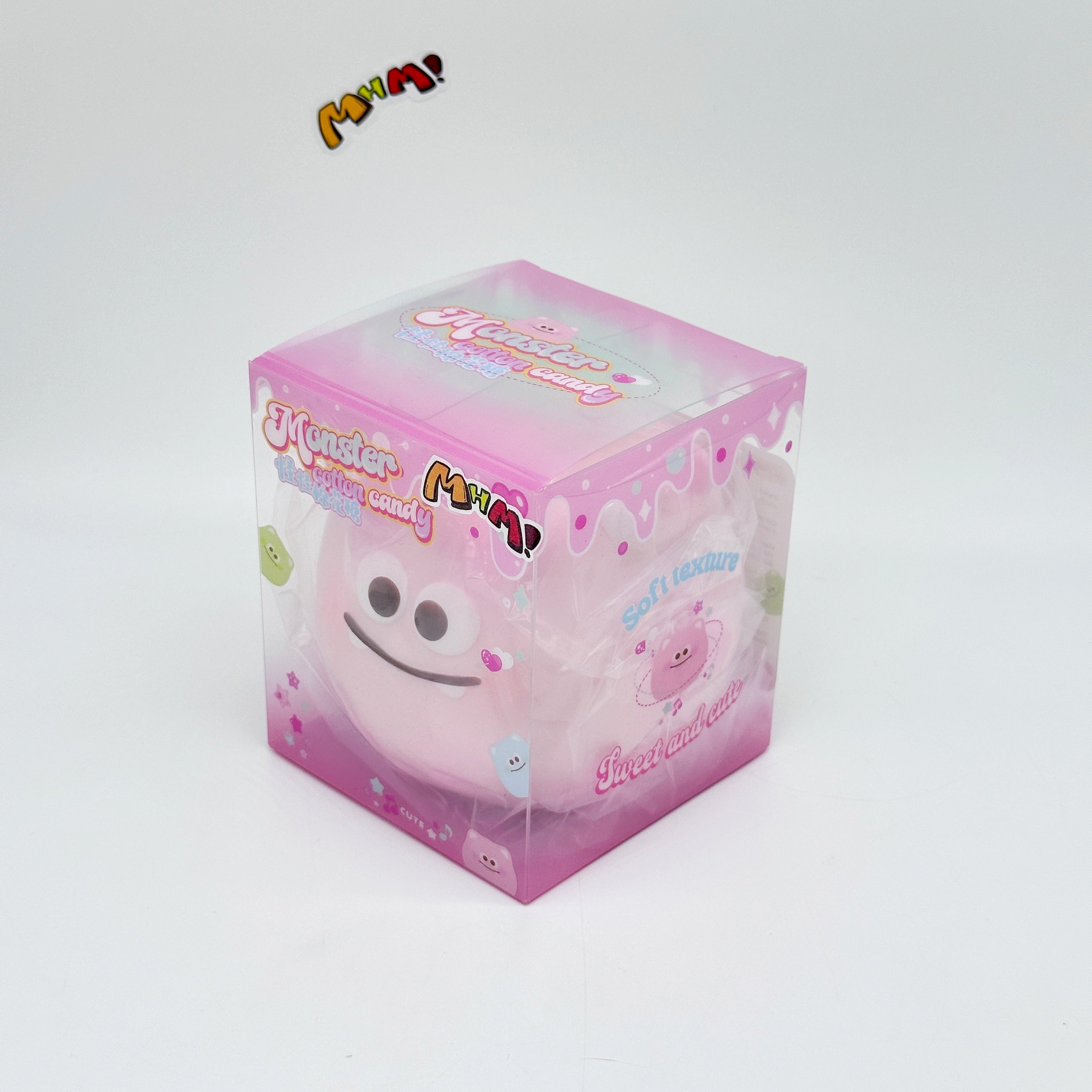 Cute little monster cotton candy, stress-relieving toy squishy - slow rise fidget toy texture close up